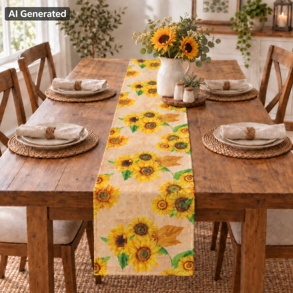 Sunflower Table Runner Yellow Floral Fall Farmhouse Décor 12 x 72